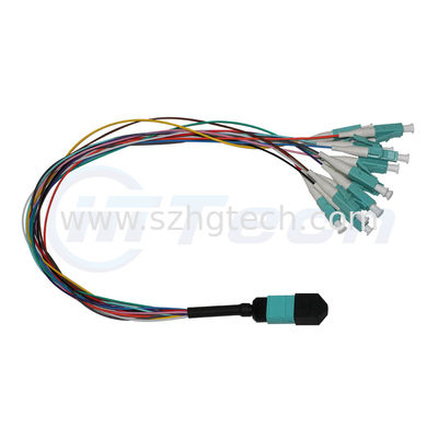 OM4 12Fiber MPO-LC Optical Patch Cord Low Insert Loss LSZH Jacket