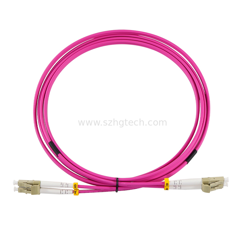 LC LC OM4 Fiber Patch Cord Duplex Fiber Optic Patch Cable Customized Size Meets RoHS Compliant
