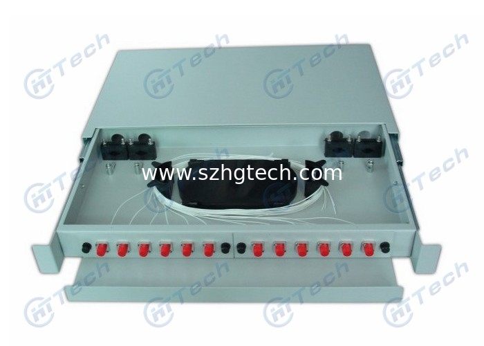 1U 12 Port Fiber Optic Patch Panel / 12 Cores ODF FC Adapter Standard Size