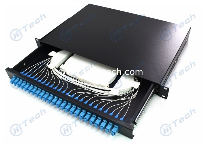 Cold Rolling Steel Sliding Fiber Optic Patch Panel 1U 24 Port SC 24 Cores