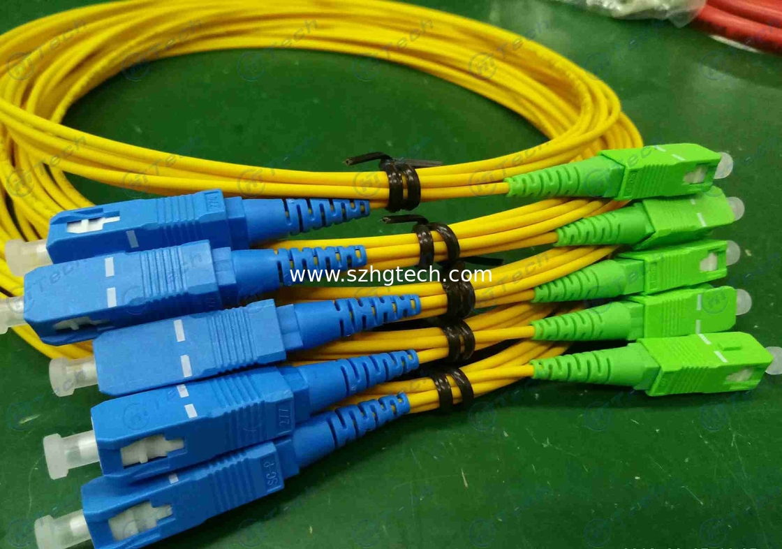 SC Apc To SC Upc Fiber Optic Patch Cord Single Mode Simplex Yellow Color Durable